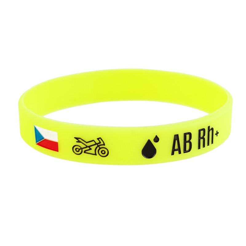 Moto-armbånd i silikone med blodtype AB RH+
