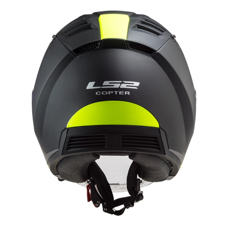 Åben motorcykelhjelm LS2 OF600 Copter II Urbane 06 sort-fluogul
