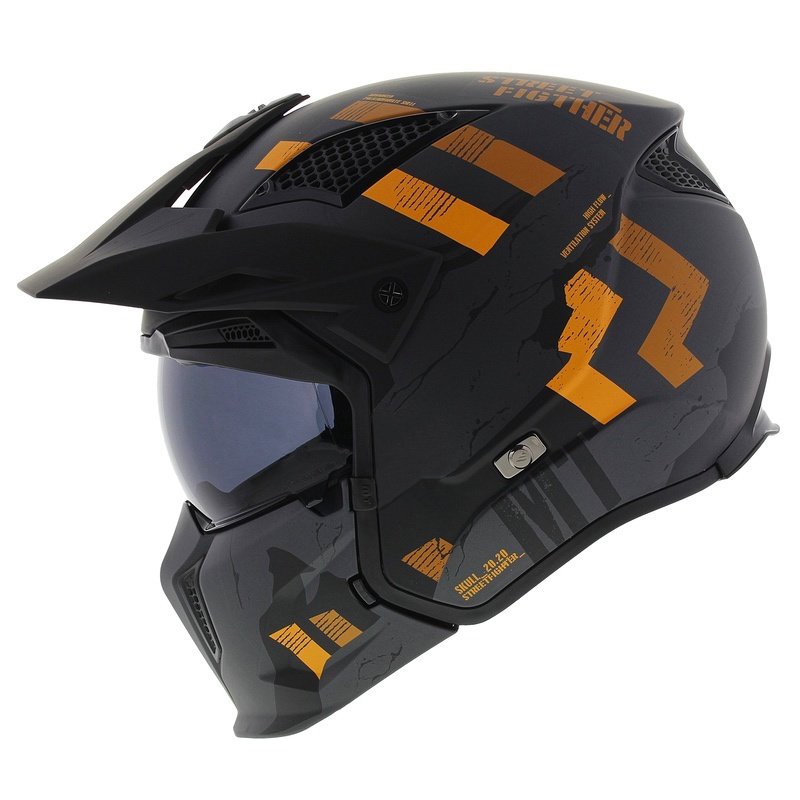 Åben hjelm med maske MT Streetfighter SV S Skull A12 grå-orange