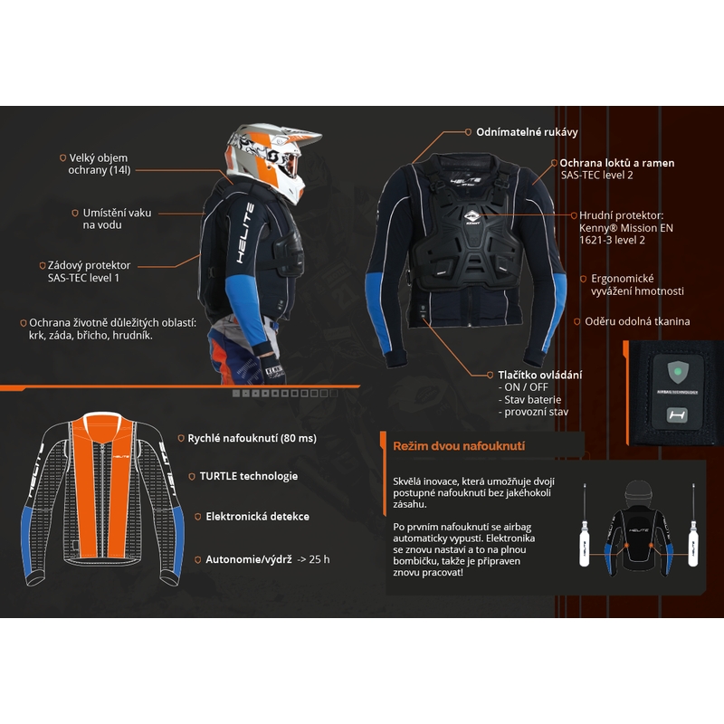 Motorcykel-airbag HELITE Airbag Off Road Dakar