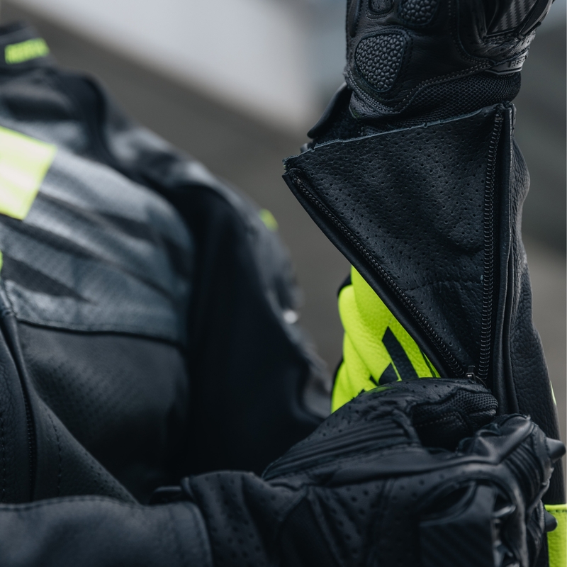 Rebelhorn Vandal Black-Fluo Yellow motorcykeljakke i læder udsalg