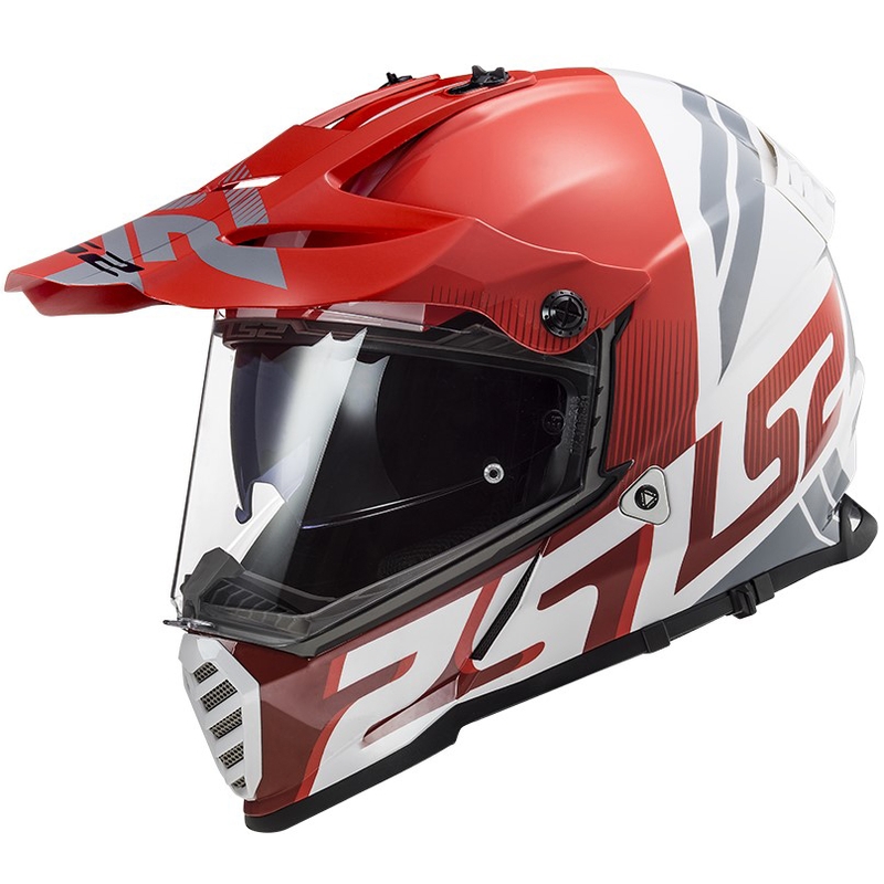 Endurohjelm LS2 MX436 Pioneer EVO Evolve hvid-grå-rød