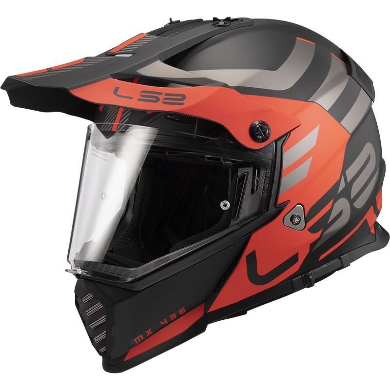Endurohjelm LS2 MX436 Pioneer Evo Adventurer sort-orange mat