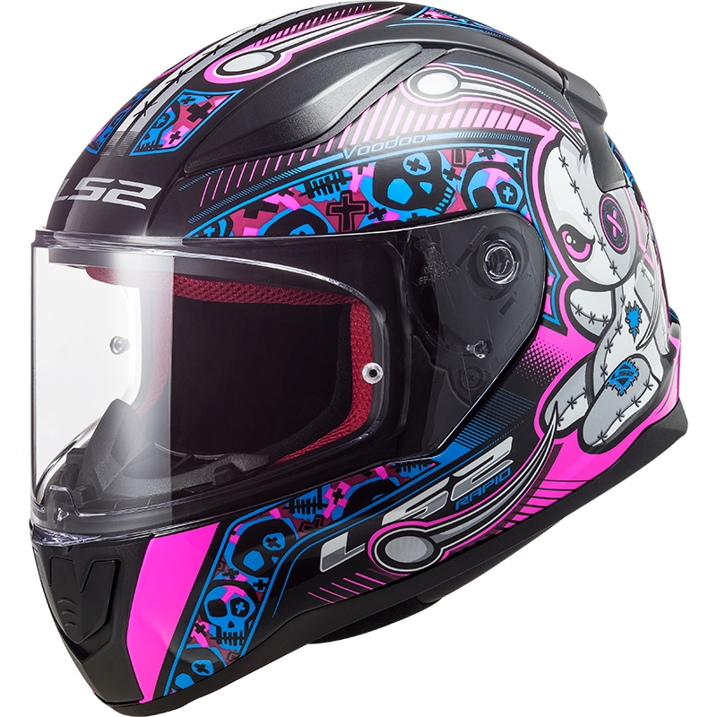 Dětská integrální přilba LS2 FF353 Rapid Mini Voodoo černo-fluo růžová
