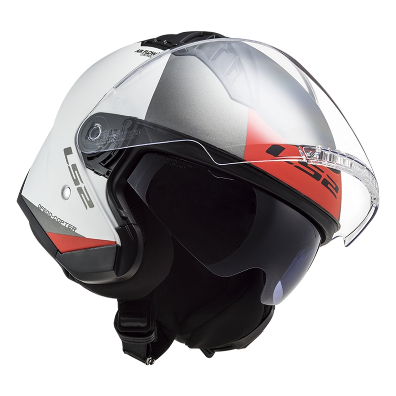 Åben motorcykelhjelm LS2 OF600 Copter II Urbane 06 hvid-rød