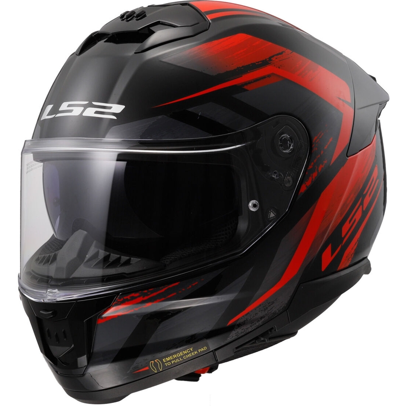 LS2 FF808 Stream II Fury full-face motorcykelhjelm sort-rød