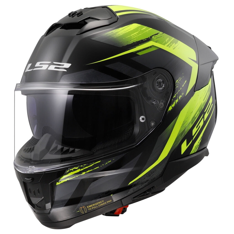 Integralhjelm LS2 FF808 Stream II Fury sort-fluo gul