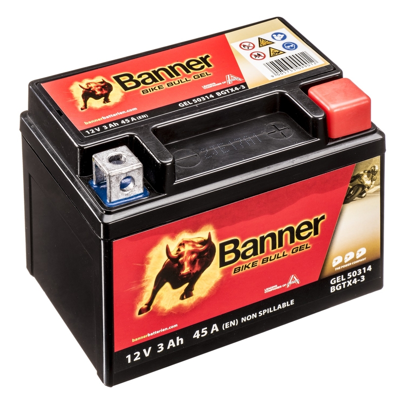 Gelová baterie Banner Bike Bull Gel 12V YTX4L-BS/YTZ5S-BS, 3AH, 50A