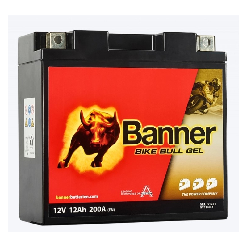 Gelbatteri Banner Bike Bull Gel 12V, YT14B-4, 12AH, 200A