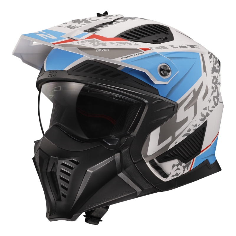 Trial-motorcykelhjelm LS2 OF606 Drifter Devor hvid-blå