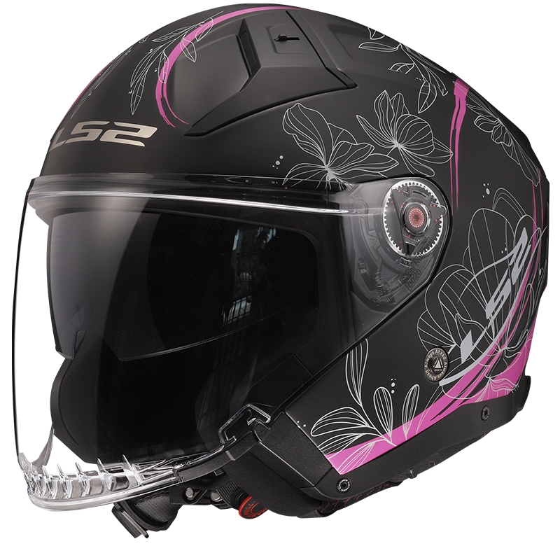 Åben hjelm LS2 OF603 Infinity II Lotus sort og pink