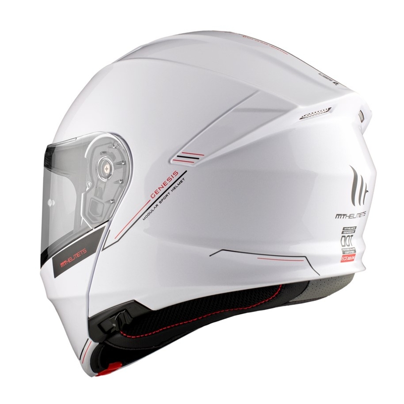 MT Genesis SV Solid A0 motorcykelhjelm hvid højglans