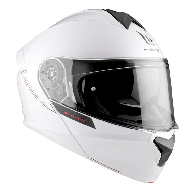 MT Genesis SV Solid A0 motorcykelhjelm hvid højglans