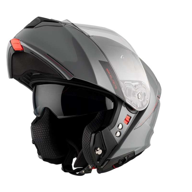 Flip-up motorcykelhjelm MT Genesis SV Solid A12 blank grå