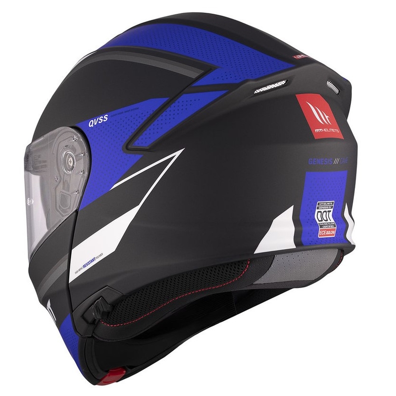MT Genesis SV Cave A7 sort-hvid-blå mat flip-up motorcykelhjelm
