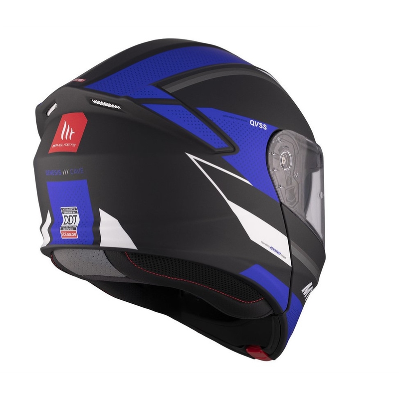 MT Genesis SV Cave A7 sort-hvid-blå mat flip-up motorcykelhjelm