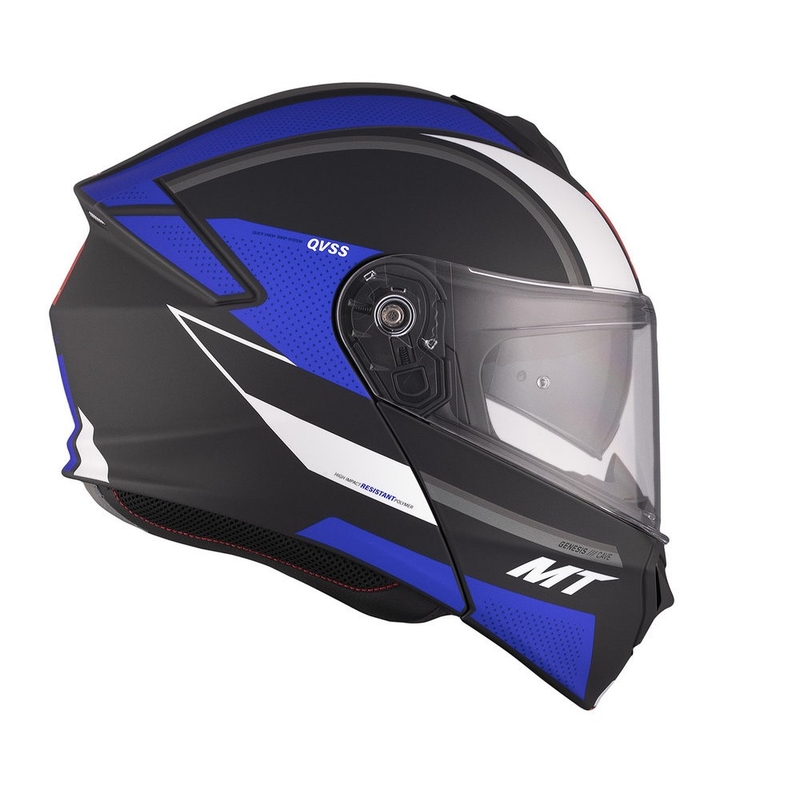 MT Genesis SV Cave A7 sort-hvid-blå mat flip-up motorcykelhjelm