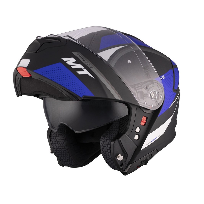 MT Genesis SV Cave A7 sort-hvid-blå mat flip-up motorcykelhjelm