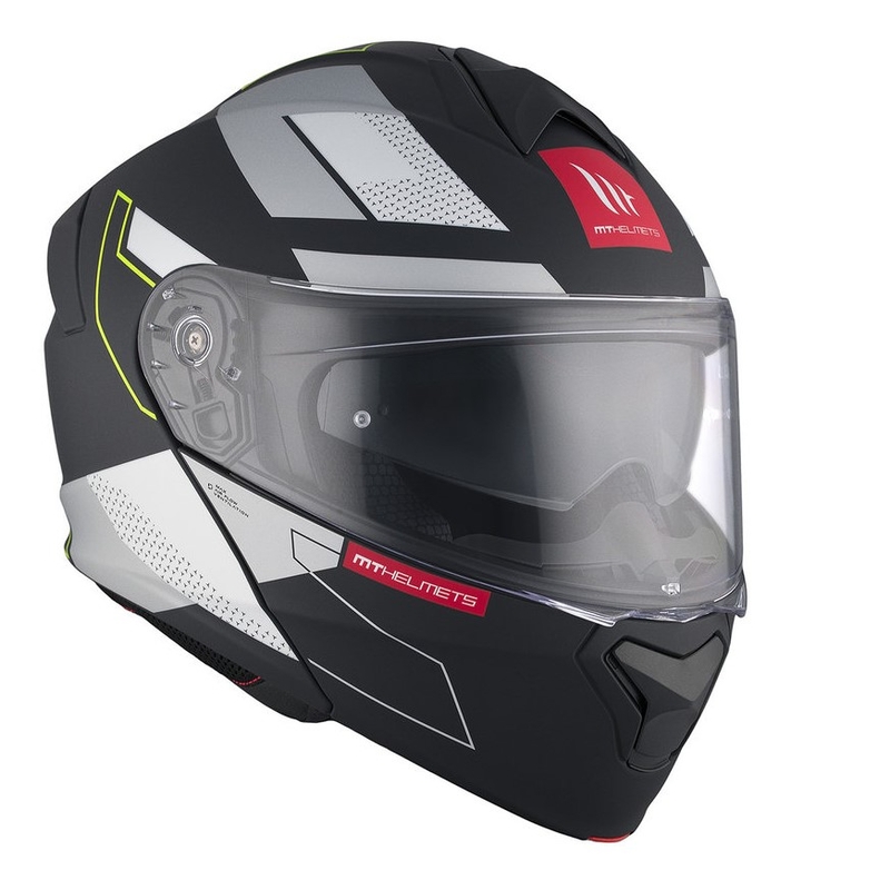 MT Genesis SV Talo B2 sort-grå-fluogul mat flip-up motorcykelhjelm udsalg