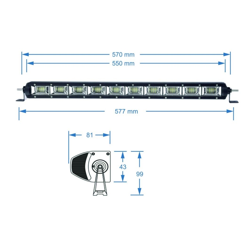 LED-lysrampe SHARK LED LIGHT BAR , ETI LED, 21,5",100W