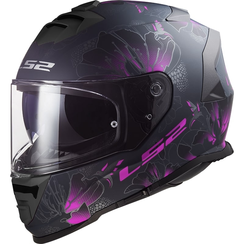 LS2 FF800 Storm II Burst integreret motorcykelhjelm sort og pink mat