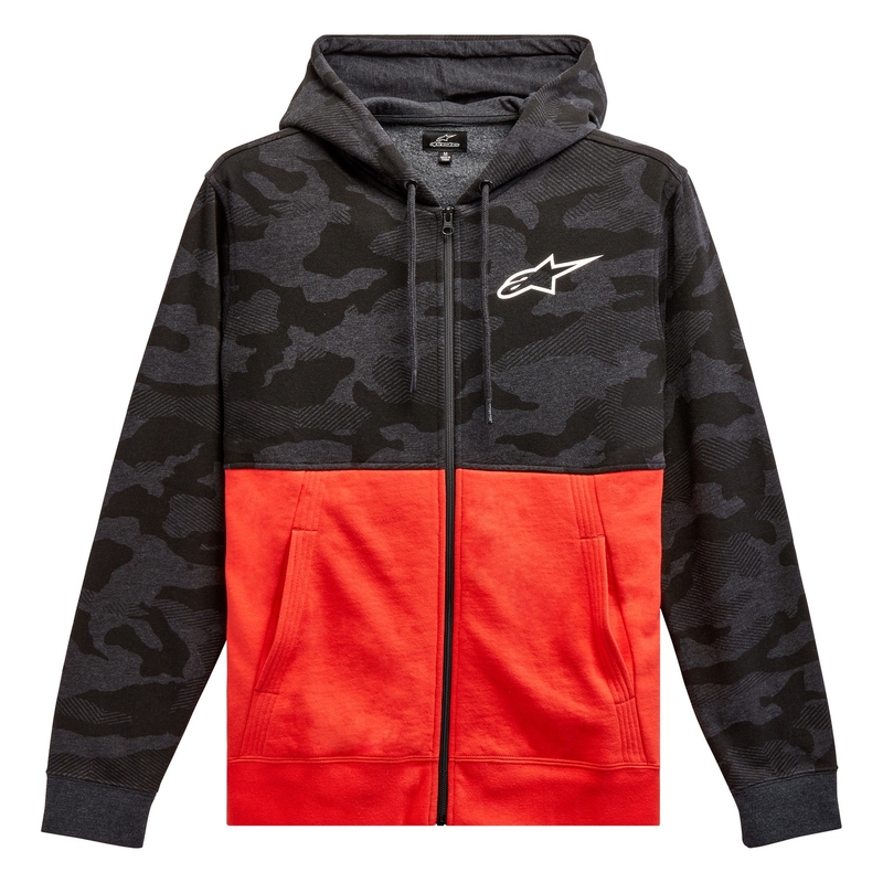 Alpinestars Camo Block Hoodie grå camo-rød fluo