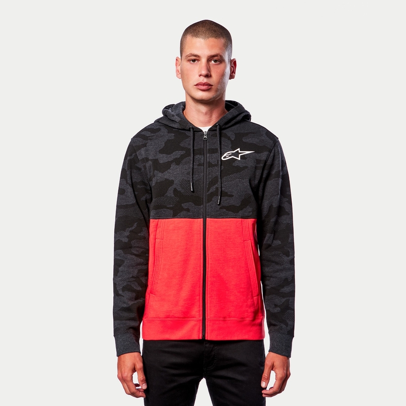 Alpinestars Camo Block Hoodie grå camo-rød fluo