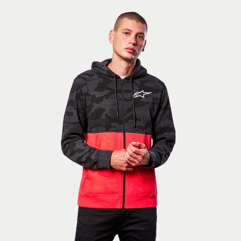 Alpinestars Camo Block Hoodie grå camo-rød fluo