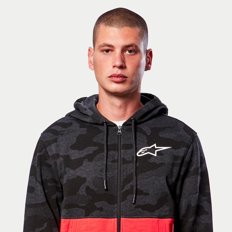 Alpinestars Camo Block Hoodie grå camo-rød fluo