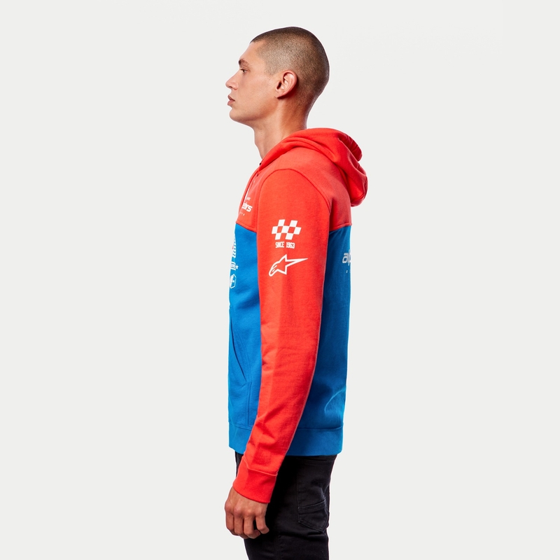 Mikina Alpinestars H Block Hoodie fluo červeno-světle modrá