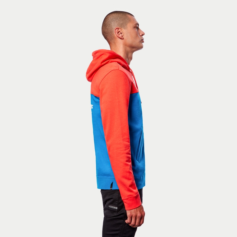 Mikina Alpinestars H Block Hoodie fluo červeno-světle modrá