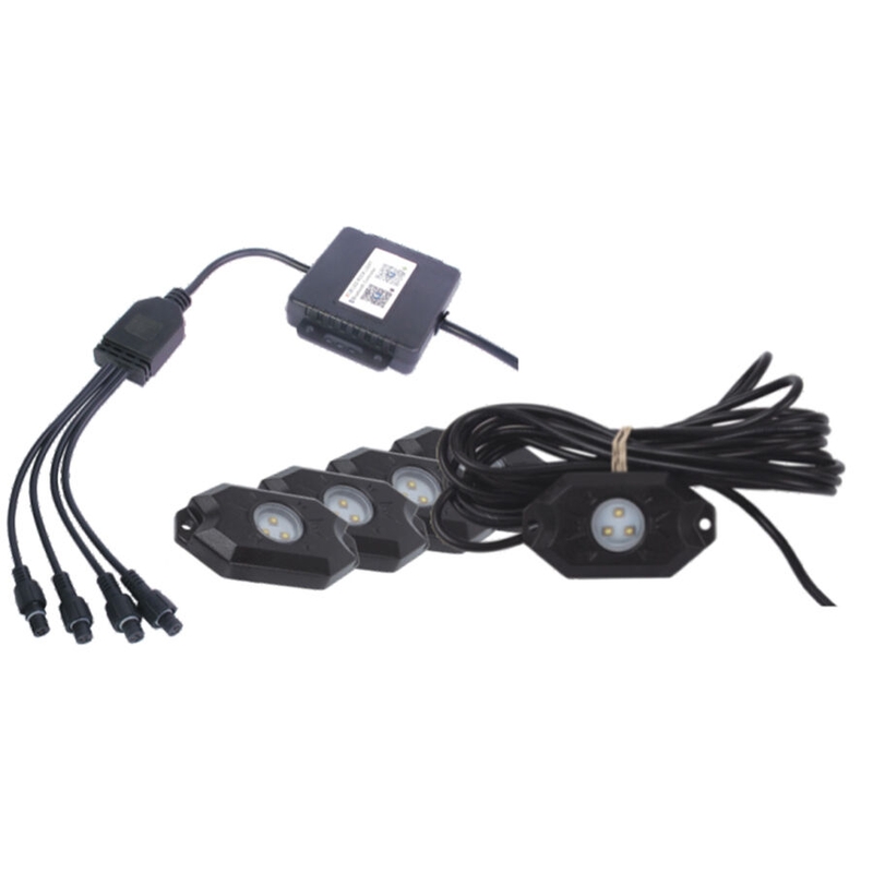 HAJ-LED-LYS, RGB, FLERFARVET, BLUETOOTH-STYRING, 4 STK. SÆT