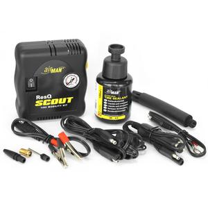 AirMan ResQ Scout dækreparationssæt med kompressor + 100 ml refill