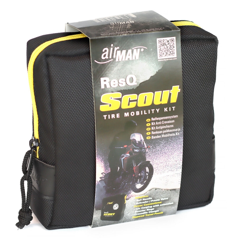AirMan ResQ Scout dækreparationssæt med kompressor + 100 ml refill