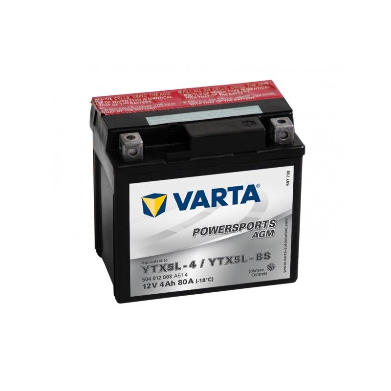 VARTA YTX5L-4/YTX5L-BS 12V/4Ah vedligeholdelsesfrit batteri