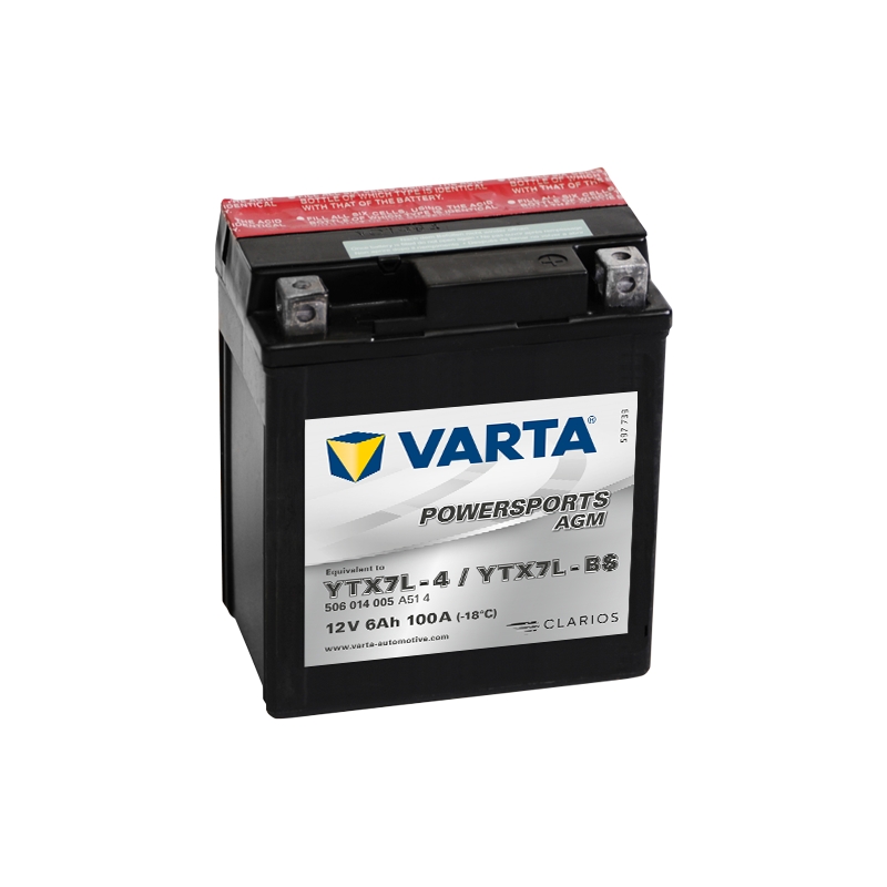 VARTA YTX7L-A/YTX7L-BS 12V/6Ah vedligeholdelsesfrit batteri