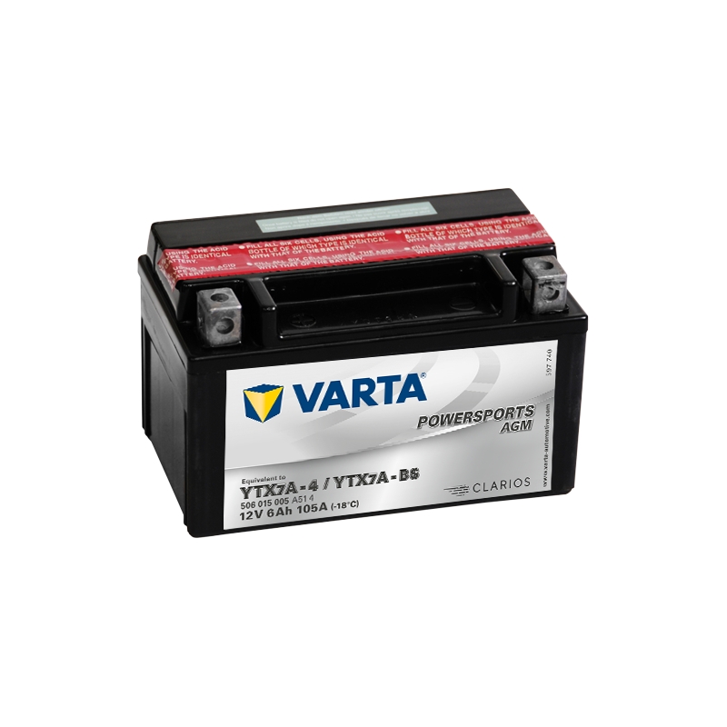 VARTA YTX7A-4/YTX7A-BS 12V/6Ah vedligeholdelsesfrit batteri