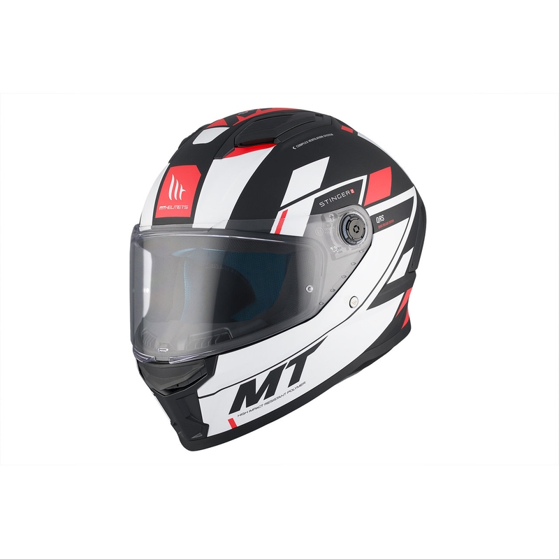 MT Stinger 2 Solid Zivze integreret motorcykelhjelm hvid-sort-rød mat