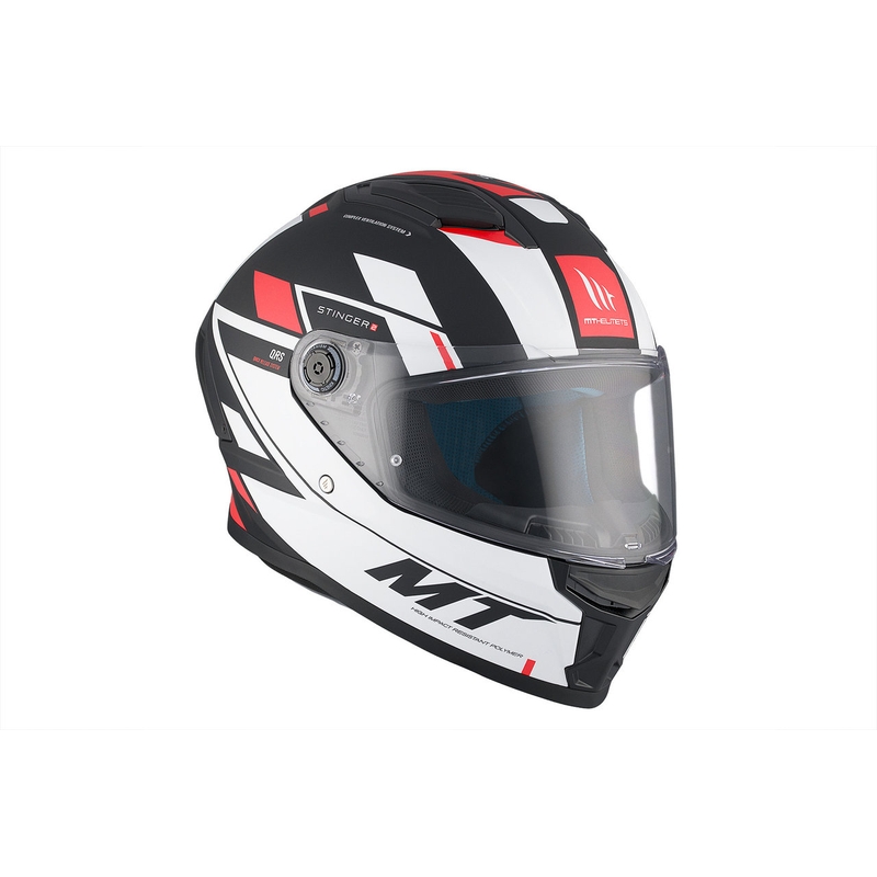 MT Stinger 2 Solid Zivze integreret motorcykelhjelm hvid-sort-rød mat