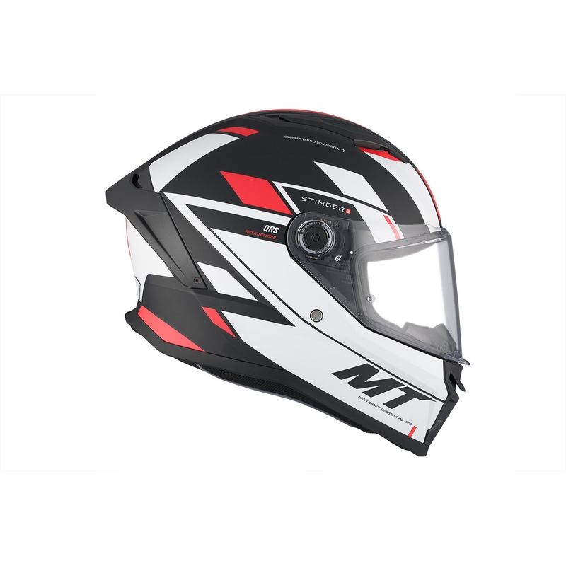 MT Stinger 2 Solid Zivze integreret motorcykelhjelm hvid-sort-rød mat