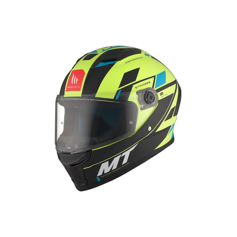 MT Stinger 2 Solid Zivze fluo-grøn-sort-blå mat integreret motorcykelhjelm