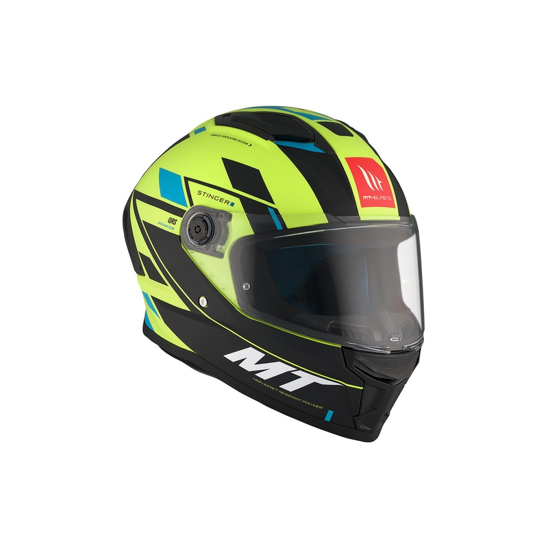 MT Stinger 2 Solid Zivze fluo-grøn-sort-blå mat integreret motorcykelhjelm