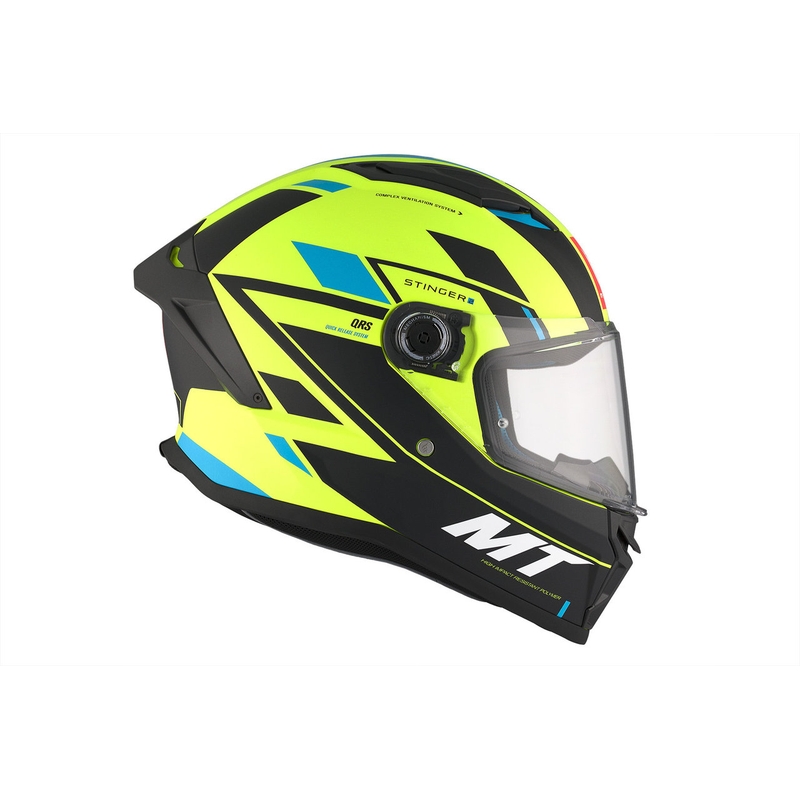 MT Stinger 2 Solid Zivze fluo-grøn-sort-blå mat integreret motorcykelhjelm