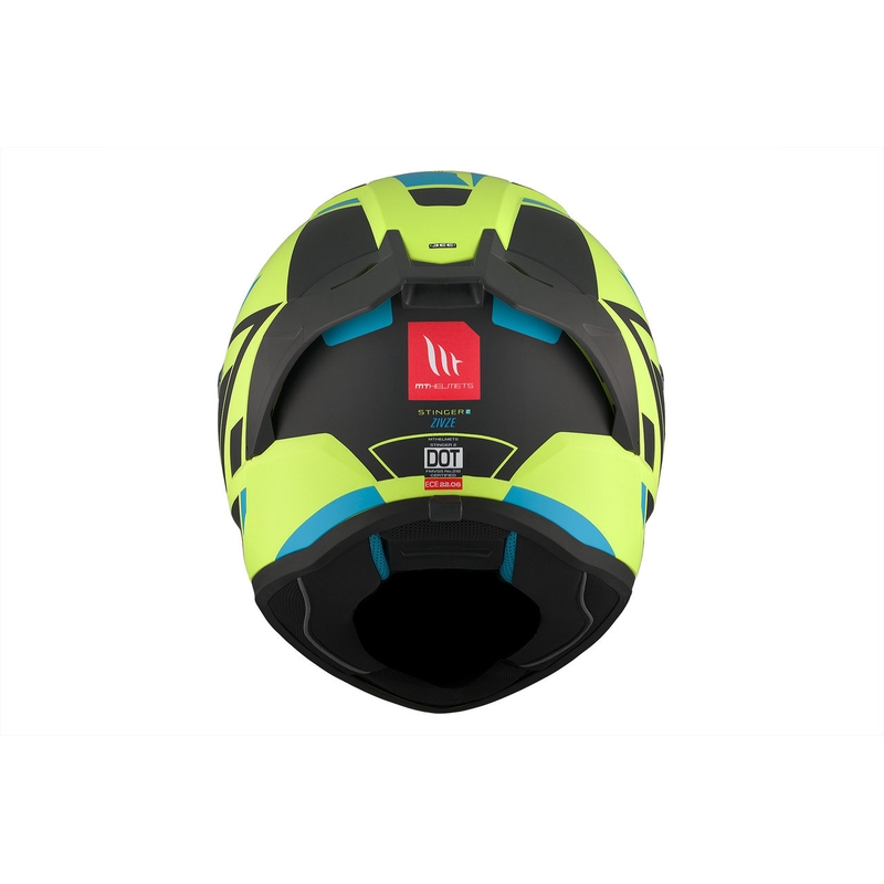 MT Stinger 2 Solid Zivze fluo-grøn-sort-blå mat integreret motorcykelhjelm