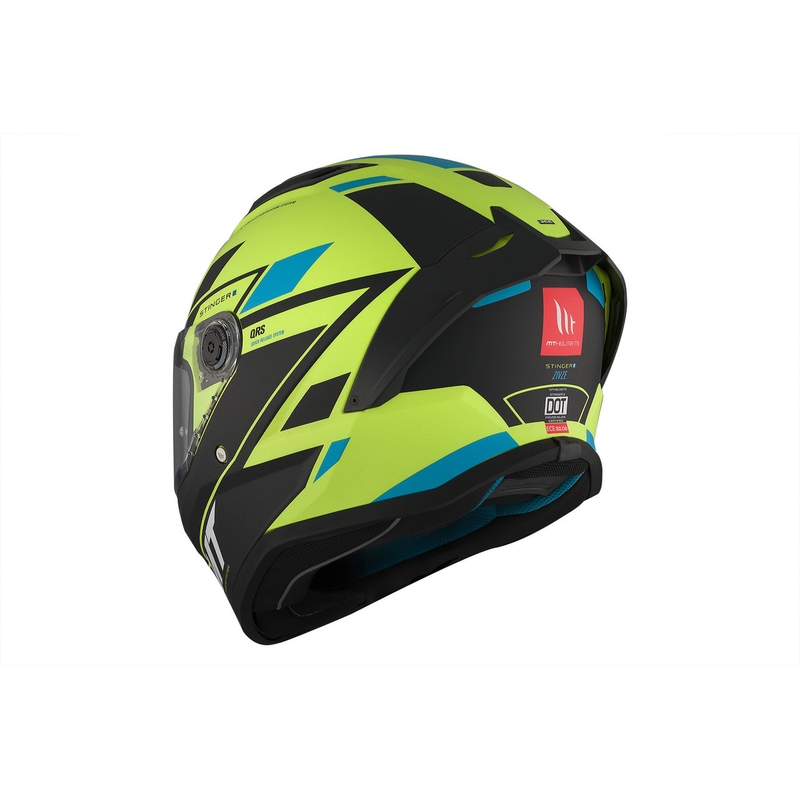 MT Stinger 2 Solid Zivze fluo-grøn-sort-blå mat integreret motorcykelhjelm