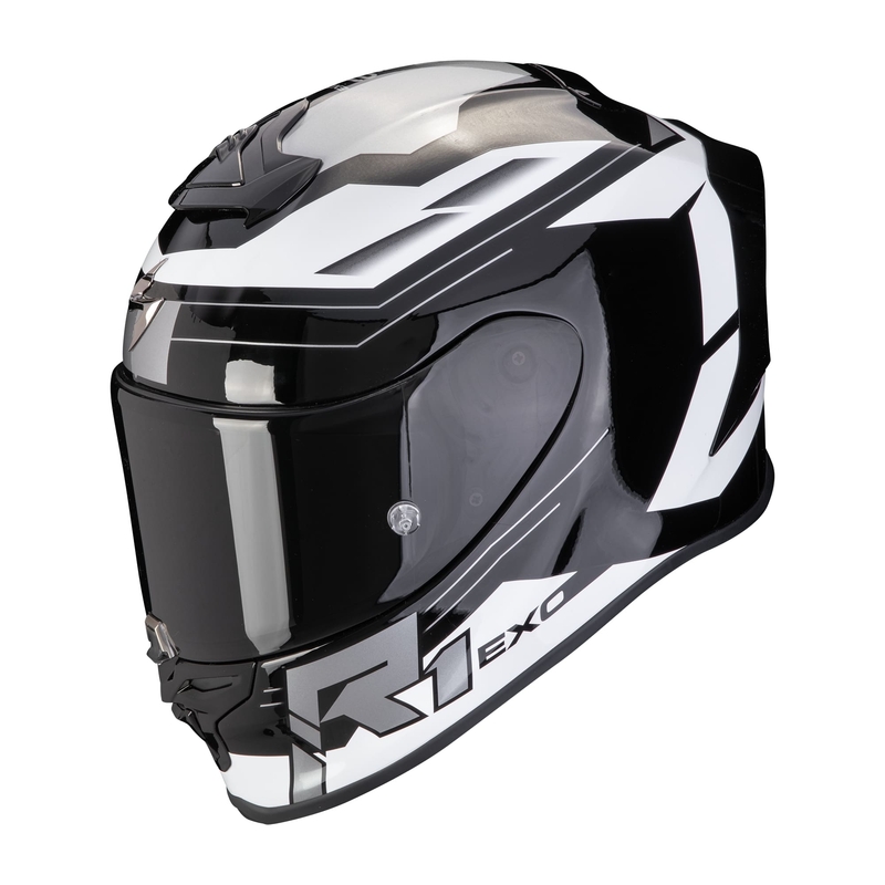 Integralhjelm Scorpion EXO-R1 EVO AIR BLAZE sort og hvid udsalg