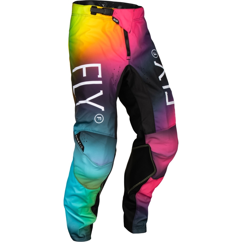 Børne motocrossbukser FLY Racing Kinetic Prodigy pink-blå-fluo gul udsalg