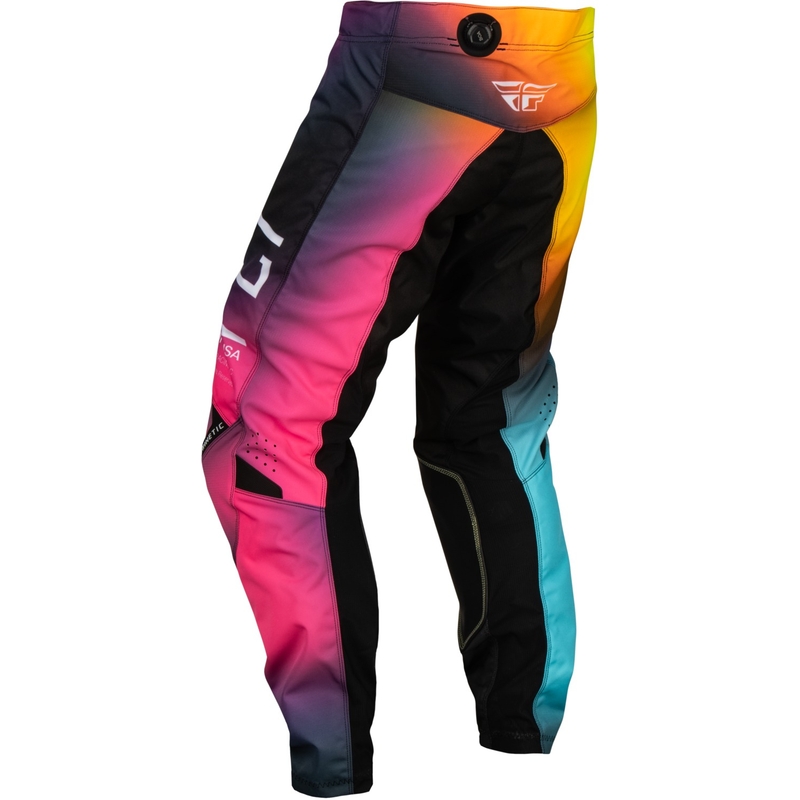 Børne motocrossbukser FLY Racing Kinetic Prodigy pink-blå-fluo gul udsalg