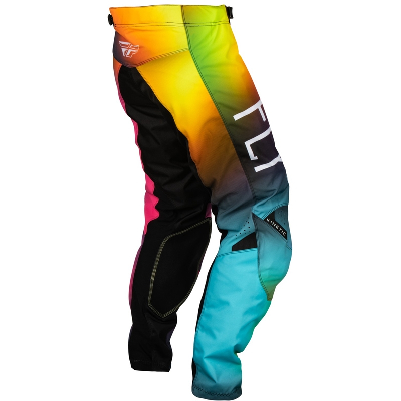 Børne motocrossbukser FLY Racing Kinetic Prodigy pink-blå-fluo gul udsalg