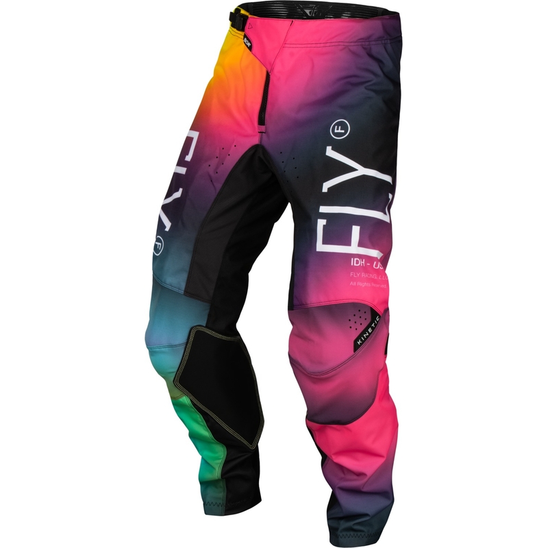 Børne motocrossbukser FLY Racing Kinetic Prodigy pink-blå-fluo gul udsalg